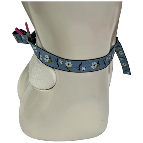 Blue Floral Print Belt Made in Bahrain Size 16 Vintage Fabric Tie - Picture 5 of 10